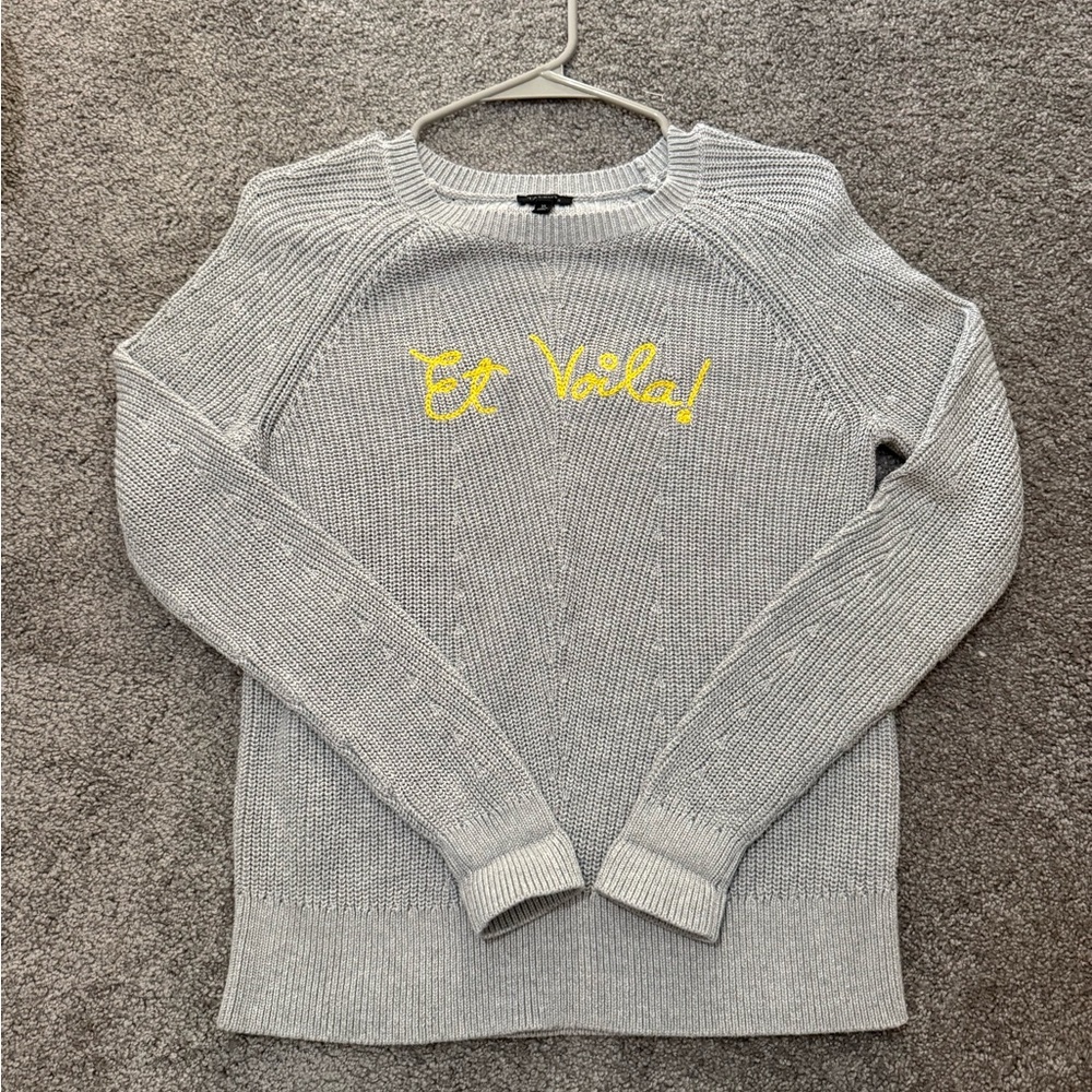 Talbots Gray Sweater with Yellow Script